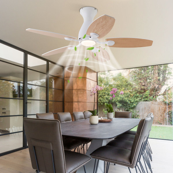 42 inches Ceiling Fan Chandelier, Ceiling Fan with Remote, Ceiling Fans with Lights and Remote Control（Light Wood）