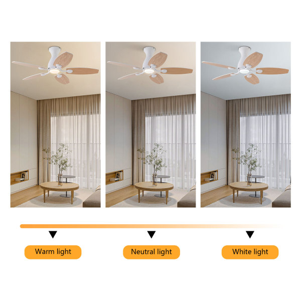 42 inches Ceiling Fan Chandelier, Ceiling Fan with Remote, Ceiling Fans with Lights and Remote Control（Light Wood）