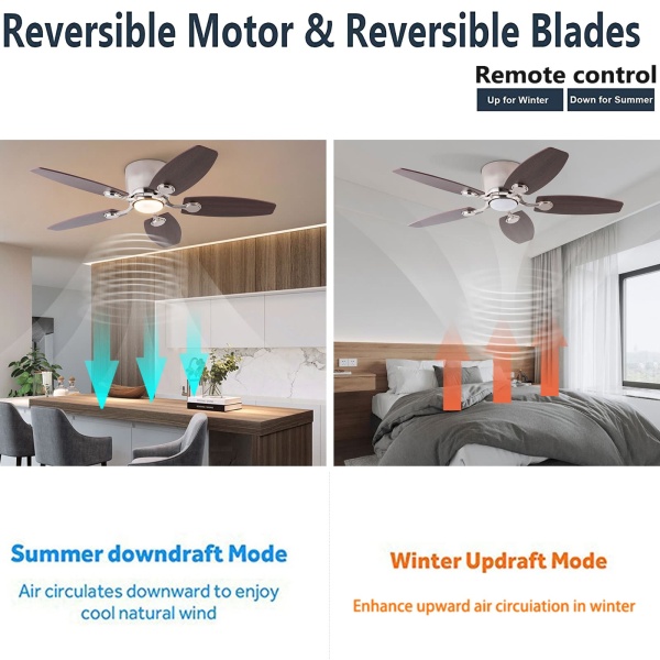 42" Ceiling Fan with Light and Remote, 3-Color Ceiling Fan Light, Ceiling Fan with LED Light（Silver）
