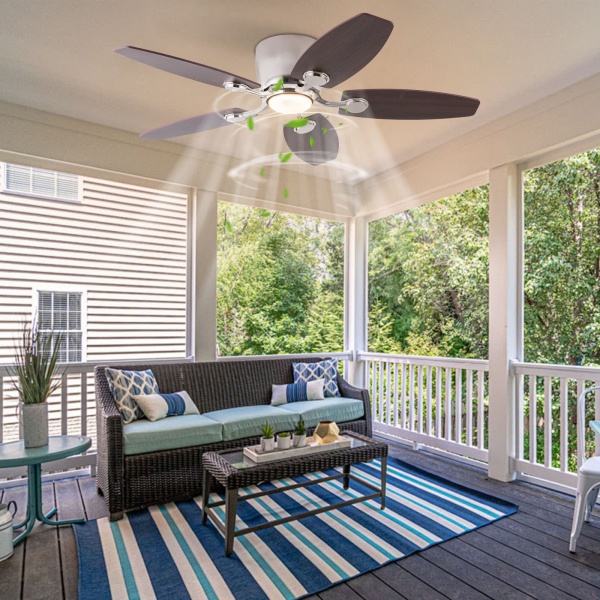 42" Ceiling Fan with Light and Remote, 3-Color Ceiling Fan Light, Ceiling Fan with LED Light（Silver）