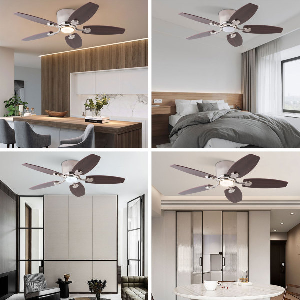 42" Ceiling Fan with Light and Remote, 3-Color Ceiling Fan Light, Ceiling Fan with LED Light（Silver）