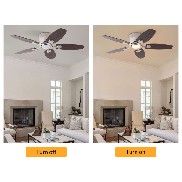 42" Ceiling Fan with Light and Remote, 3-Color Ceiling Fan Light, Ceiling Fan with LED Light（Silver）