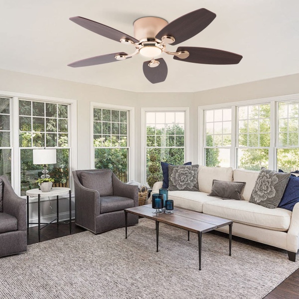 Ceiling Fan with LED Light, 42" Ceiling Fan with Light and Remote, 3-Color Ceiling Fan Light（Gold）