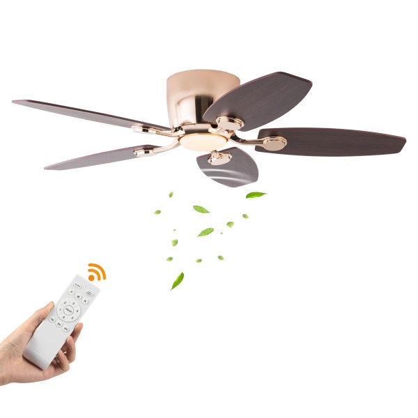 Ceiling Fan with LED Light, 42" Ceiling Fan with Light and Remote, 3-Color Ceiling Fan Light（Gold）