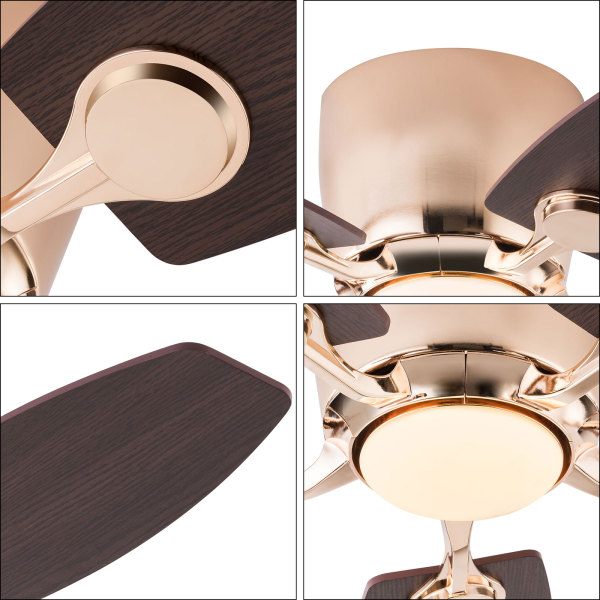 Ceiling Fan with LED Light, 42" Ceiling Fan with Light and Remote, 3-Color Ceiling Fan Light（Gold）