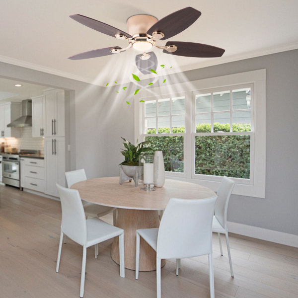 Ceiling Fan with LED Light, 42" Ceiling Fan with Light and Remote, 3-Color Ceiling Fan Light（Gold）