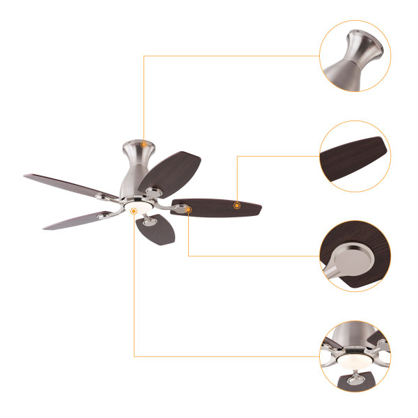 42 inches Ceiling Fan Chandelier, Ceiling Fan with Flush Mount, Ceiling Fans with Lights and Remote Control(Silver)