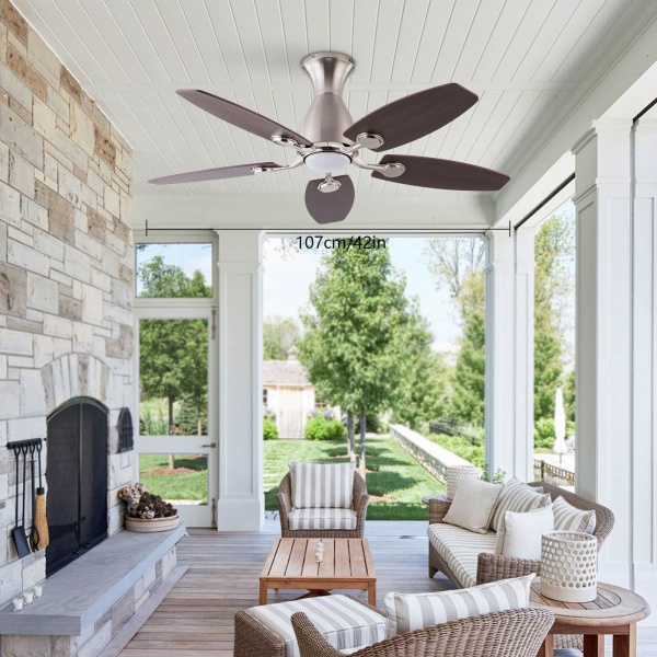 42 inches Ceiling Fan Chandelier, Ceiling Fan with Flush Mount, Ceiling Fans with Lights and Remote Control(Silver)