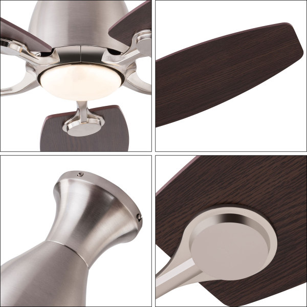 42 inches Ceiling Fan Chandelier, Ceiling Fan with Flush Mount, Ceiling Fans with Lights and Remote Control(Silver)