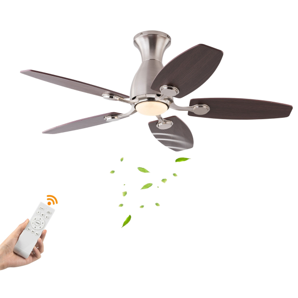 42 inches Ceiling Fan Chandelier, Ceiling Fan with Flush Mount, Ceiling Fans with Lights and Remote Control(Silver)