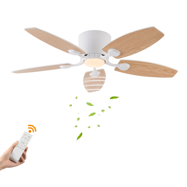 3-Color Ceiling Fan Light, 42" Ceiling Fan with Light and Remote, Ceiling Fan with LED Light（Light Wood）