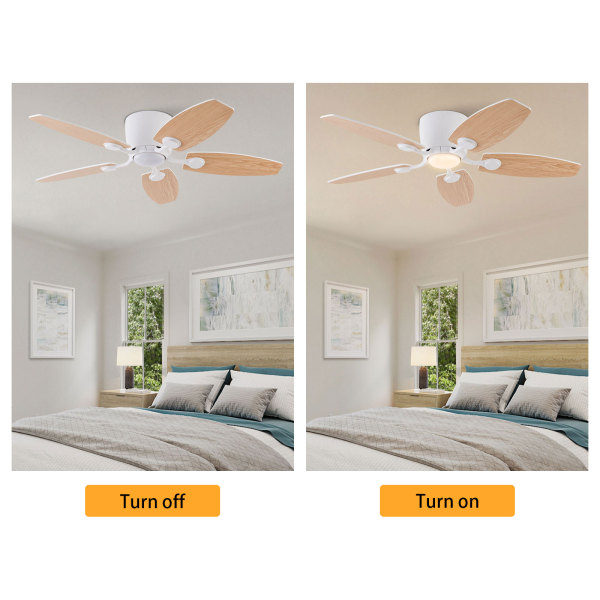 3-Color Ceiling Fan Light, 42" Ceiling Fan with Light and Remote, Ceiling Fan with LED Light（Light Wood）