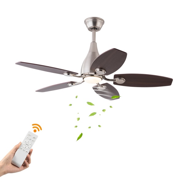 42 inches 3-Color Ceiling Fan Light, Ceiling Fan Light with Remote Control（Semi-Flush Mount, Silver）