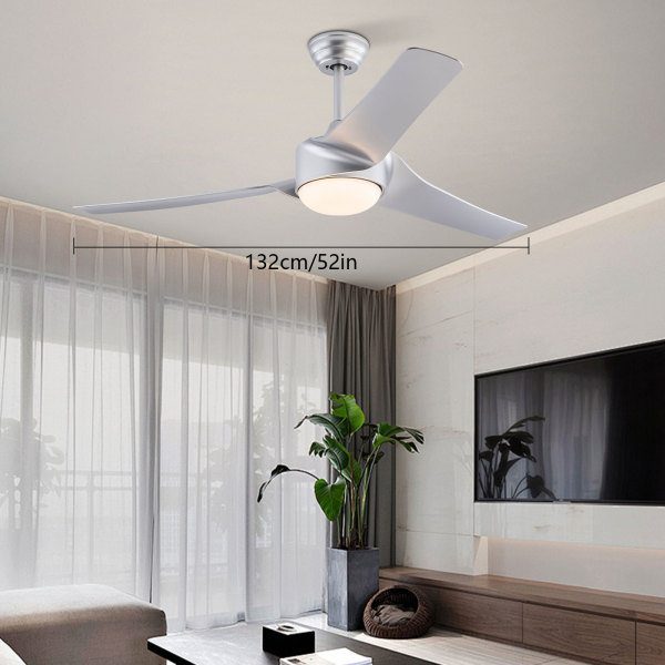 52" Wood Ceiling Fan with Light Dimmable,Quiet DC Motor,Modern Ceiling Fan with Remote Control for Living Room,Bedroom