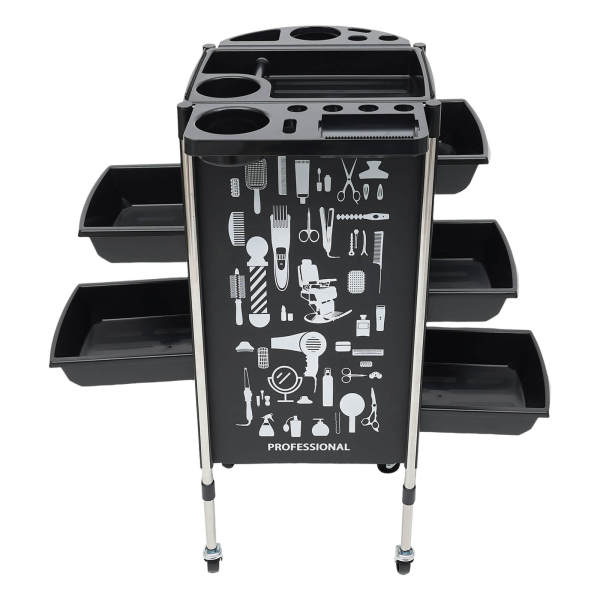 Hairdressing Trolley, Salon Trolley, Salon Trolley with 5 Pull-Out Drawers -  220 lbs Load Capacity, for Beauty & Barber Shops, Black