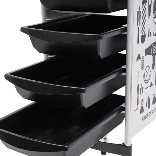 Hairdressing Cart | Salon Trolley with 5 Pull-Out Drawers and Foldable Equipment Holder | SPA Hairdressing Cart for Stylist, Hairdresser, White