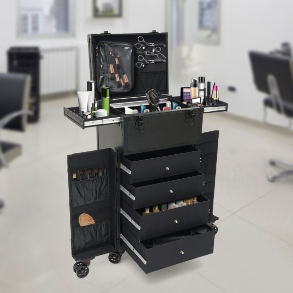 Rolling Makeup Case, Makeup Organizer Travel Case, Professional Makeup Case for Make-up Artists