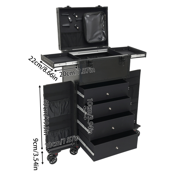 Rolling Makeup Case, Makeup Organizer Travel Case, Professional Makeup Case for Make-up Artists