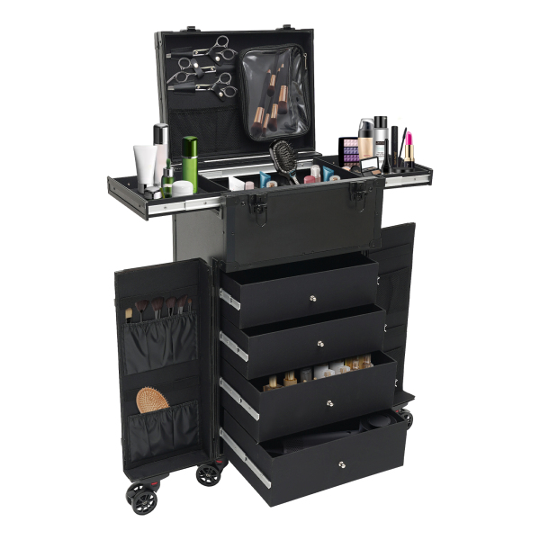Rolling Makeup Case, Makeup Organizer Travel Case, Professional Makeup Case for Make-up Artists