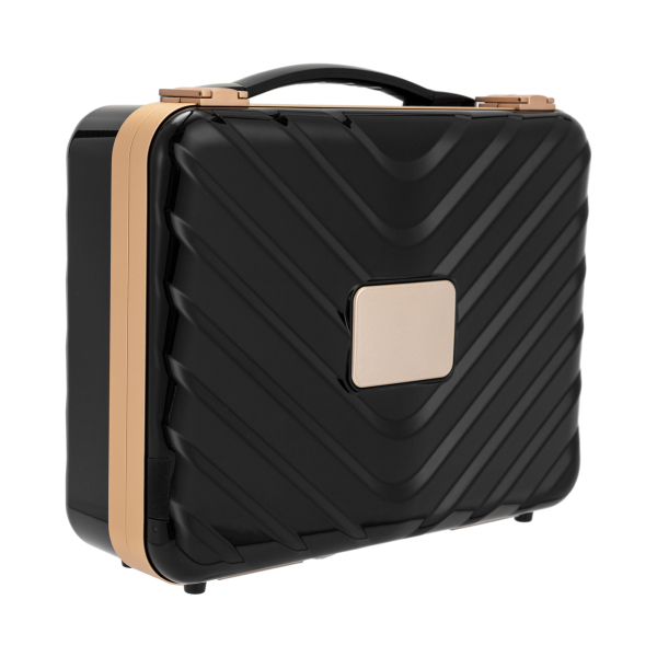 Travel Makeup Case with LED Mirror, Portable Cosmetic Bag Large Capacity Makeup Organizer Storage Box(Black)