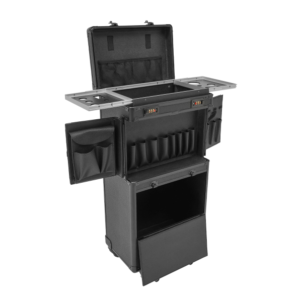 Lockable Portable Cosmetics Mobile Punk Hairdressing Tool Box With Compartments