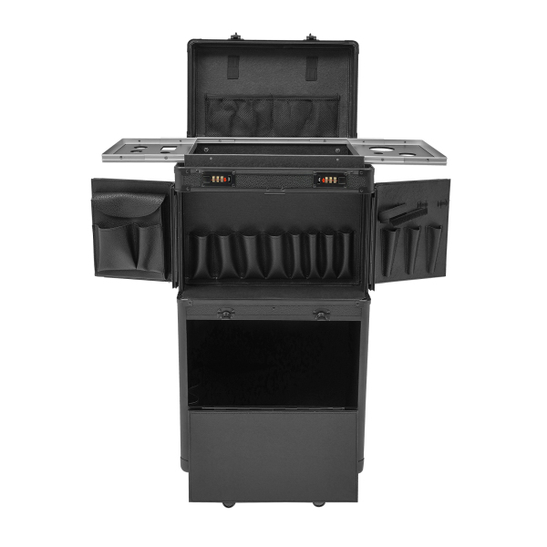 Lockable Portable Cosmetics Mobile Punk Hairdressing Tool Box With Compartments