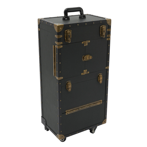 Portable Rolling Makeup Stylist Makeup Train Hair Salon Case Clipper Trimmer Box, Black