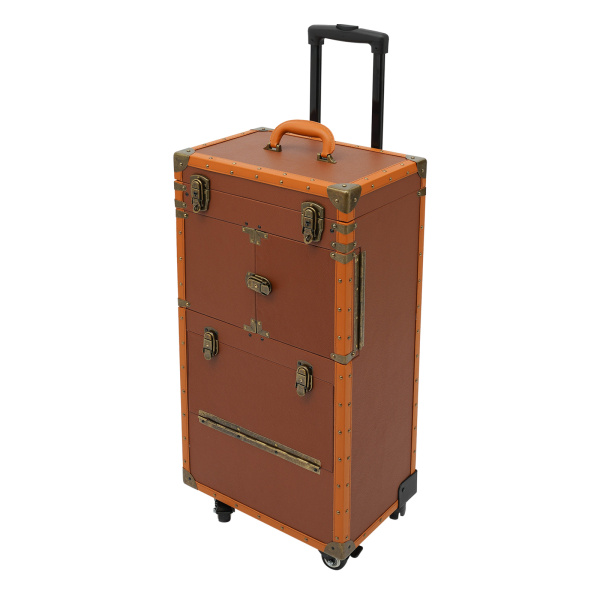 Portable Rolling Makeup Stylist Makeup Train Hair Salon Case Clipper Trimmer Box, Coffee