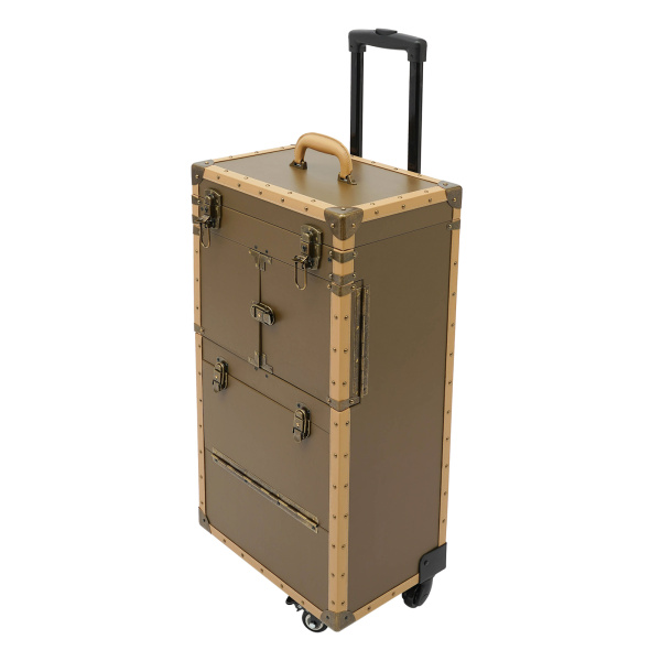 Portable Rolling Makeup Stylist Makeup Train Hair Salon Case Clipper Trimmer Box, Gold
