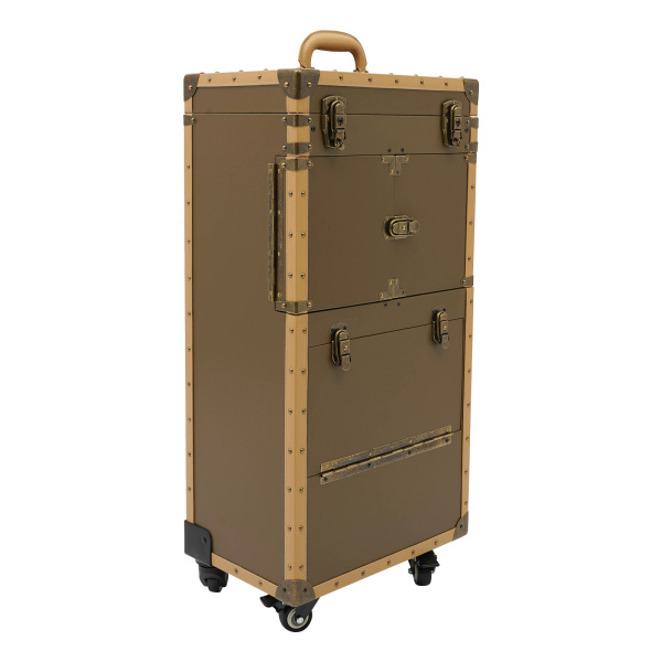 Portable Rolling Makeup Stylist Makeup Train Hair Salon Case Clipper Trimmer Box, Gold