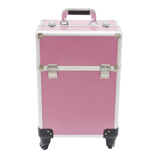 Rolling makeup case, cosmetic case trolley, makeup case cosmetic trolley, makeup case with wheels, Pink Luggage, 34*24*47cm