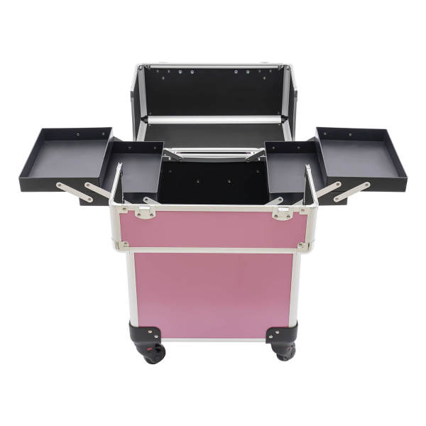Rolling makeup case, cosmetic case trolley, makeup case cosmetic trolley, makeup case with wheels, Pink Luggage, 34*24*47cm