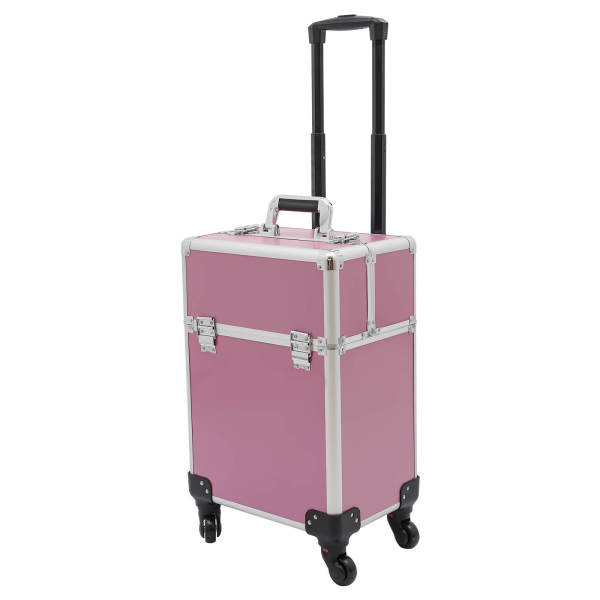 Rolling makeup case, cosmetic case trolley, makeup case cosmetic trolley, makeup case with wheels, Pink Luggage, 34*24*47cm