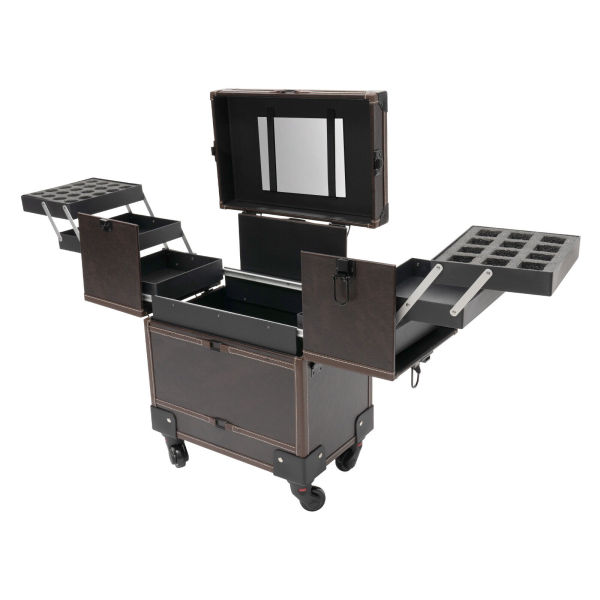 Modern Rolling Make-up Train Case Coffee Beauty Trolley Cosmetic Organizer Box