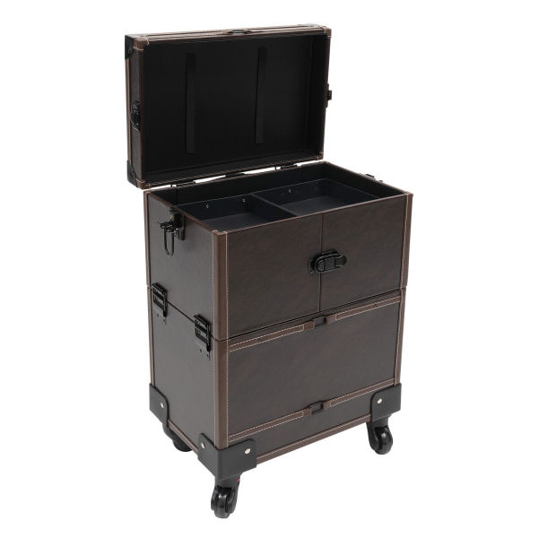 Modern Rolling Make-up Train Case Coffee Beauty Trolley Cosmetic Organizer Box