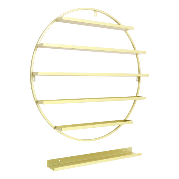 5-Tier Round Nail Polish Wall Mount Nail Salon Storage Rack Display Stand, Golden