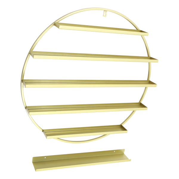 5-Tier Round Nail Polish Wall Mount Nail Salon Storage Rack Display Stand, Golden