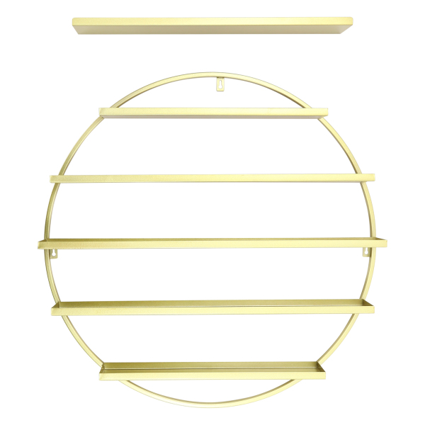 5-Tier Round Nail Polish Wall Mount Nail Salon Storage Rack Display Stand, Golden