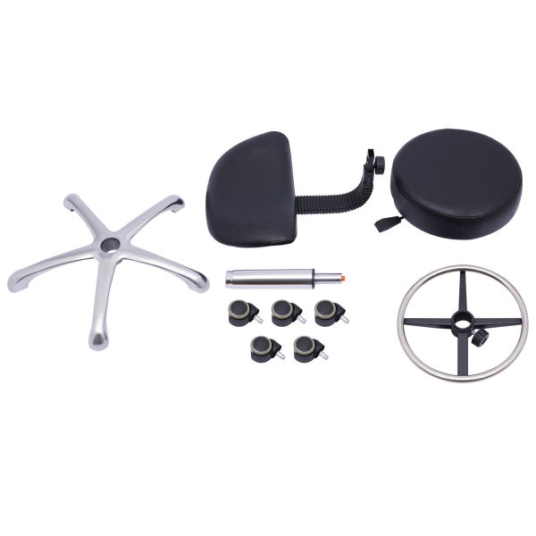 Rolling Stool Swivel Salon Chair Adjustable Wheelchair Stool w/ Back Support