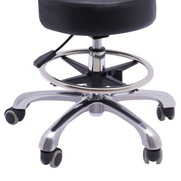 Rolling Stool Swivel Salon Chair Adjustable Wheelchair Stool w/ Back Support