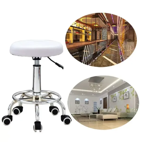 Height Adjustable Rolling Stool, Rotating Salon Chair Bar Stool, Bar Stool with Wheels