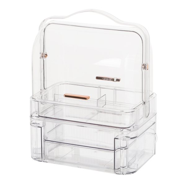 CNCEST Clear Cosmetic Storage Cabinet, Makeup Organizer Box, Makeup Organizer with 2 Drawers