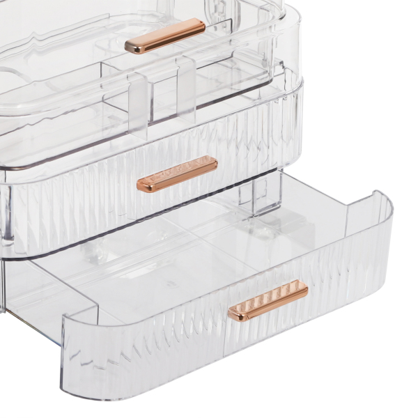 CNCEST Clear Cosmetic Storage Cabinet, Makeup Organizer Box, Makeup Organizer with 2 Drawers