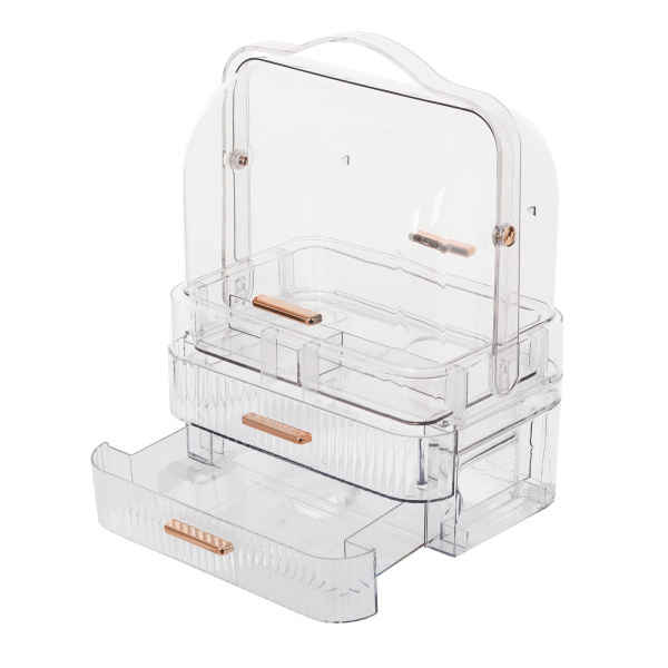 CNCEST Clear Cosmetic Storage Cabinet, Makeup Organizer Box, Makeup Organizer with 2 Drawers