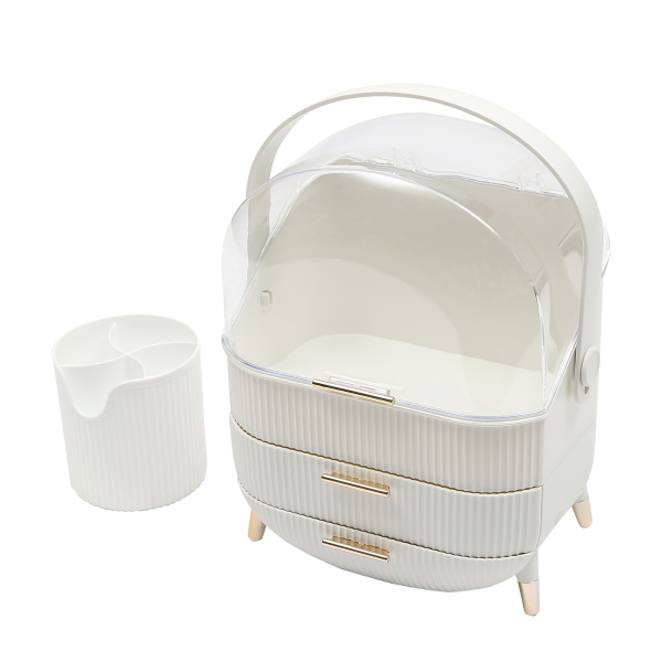 Makeup Organiser, Plastic Cosmetic Storage Box Dustproof Miscellaneous Container for Home, Office