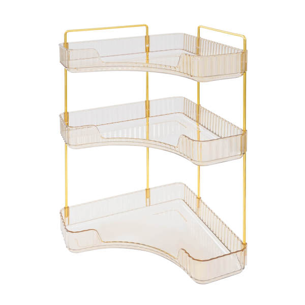 Cosmetics Storage Rack, Corner Bathroom Counter Organiser, 3-tier Skincare Makeup Organiser Shelf