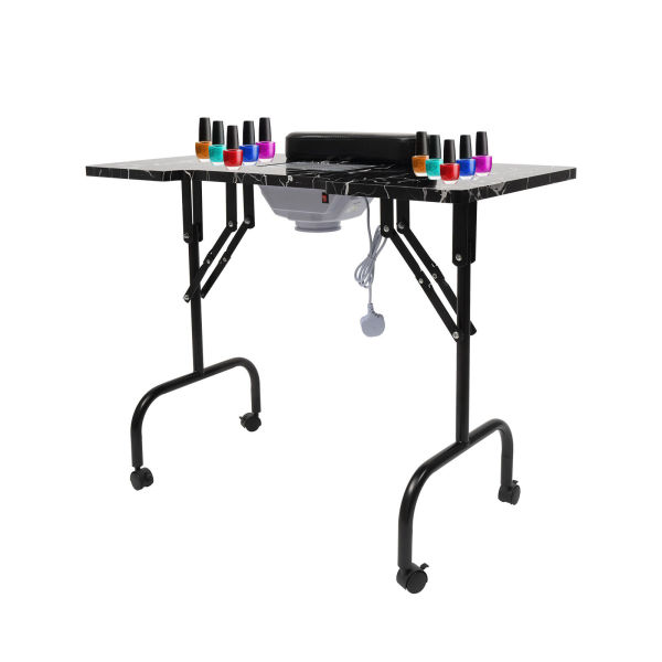 Folding Nail Table w/Wheels Portable Manicure Desk With Dust Collector Fan