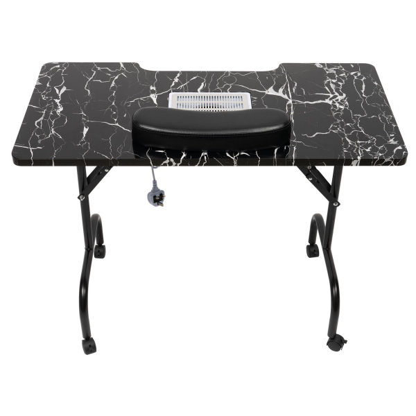 Folding Nail Table w/Wheels Portable Manicure Desk With Dust Collector Fan