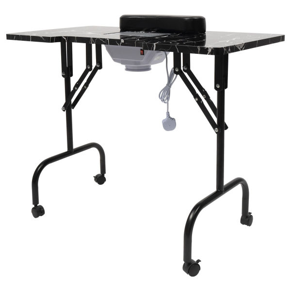 Folding Nail Table w/Wheels Portable Manicure Desk With Dust Collector Fan