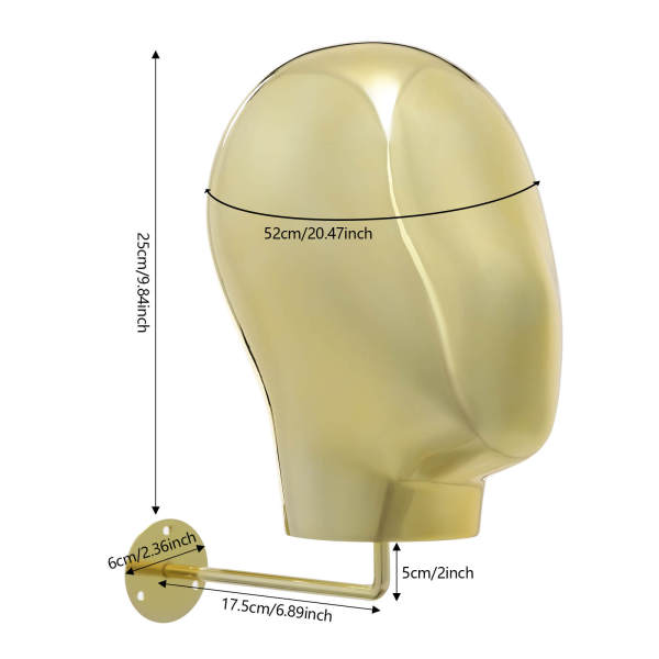 Mannequin Head Stand, Wall-mounted Wig Hat Display Stand, Mannequin Head for Wig and Hat Display